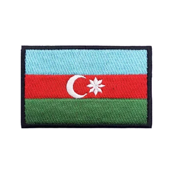 Azerbaycan bayrağı Yamalar Kol Bandı İşlemeli Yama Kanca ve Döngü Demir On Nakış Velcros Rozeti Askeri Şerit