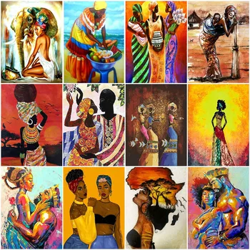 Tam Kare 5D Diy Elmas Boyama Afrika Amerikan Kadın Elmas Nakış Kadın Portre Modern duvar sanat resmi Kitleri Dekor