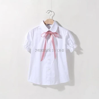 Çocuklar Resmi Gömlek Kızlar Yaz Petal Kollu Bluzlar Çocuk Gömlek Okul Kızlar Beyaz Üstleri 4 6 8 10 12 14 Yıl Genç Bluz