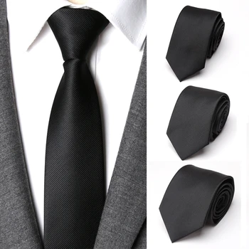 Katı Klasik Siyah Kravatlar Erkekler Kadınlar için Rahat Takım Elbise Kravat Gravatas Sıska Zip Tembel Kravatlar İş Düğün İnce Erkek Bağları