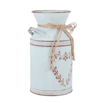 1 Adet Vintage Sürahi Vazo Uzun Boylu Beyaz Vazo Rustik Vazo Saksı Çiftlik Evi Vazo Metal Vazolar Dekor Rustik