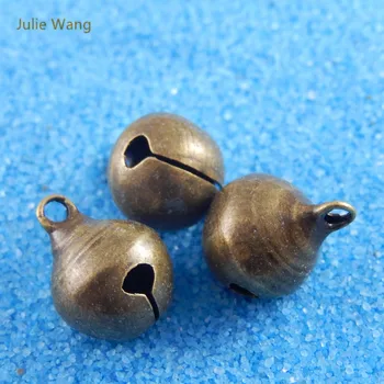 Julie Wang 10-50 ADET 12mm Jingle Bells Charms Antik Bronz Bakır Moda Kolye Bilezik Anahtarlık Takı Yapımı aksesuar