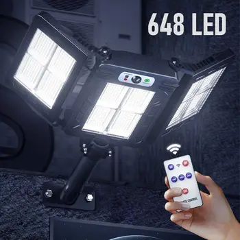 675 LED güneş sokak ışıkları açık 3 kafa hareket sensörü 270 Açı Geniş aydınlatma Su geçirmez Uzaktan kumanda Duvar Lambası solarlight