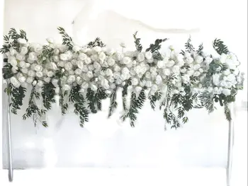 SPR 3 m * 90 cm düğün BEYAZ kemer çiçek masa koşucu çiçek duvar sahne zemin dekoratif yapay çiçek toptan