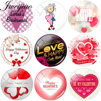 JWEIJIAO Kırmızı Aşk Kalp Mutlu sevgililer Günü DIY Cam Cabochon Dome Resim Takılar Severler Kolye Broş Hediye