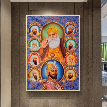 Hindistan Sanat On Sih Gurular Tuval Boyama Duvar Sanatı Guru Nanak Posterler Baskılar Sihizm Duvar Resimleri ıçin Oturma Odası Dekorasyon