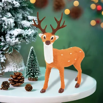 Noel Simülasyon Sika Geyik Peluş Elk Hayvan Modeli Peri Bahçe Minyatürleri Sahne Noel Partisi Ev Dekorasyon Çocuklar Hediye