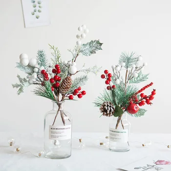 Yapay Berry Çiçek Kırmızı Sahte Bitkiler Çam Dalları Noel Ağacı Çelenk Süslemeleri Noel Ağacı Süsler Çocuklar Hediye Kaynağı