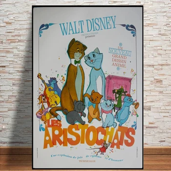 Walt Disney Aristocats Posterler Ve Baskılar Çocuklar İçin Yatak Odası Karikatür Kediler Aile Tuval Boyama Duvar Sanatı Ev Dekor Cuadros