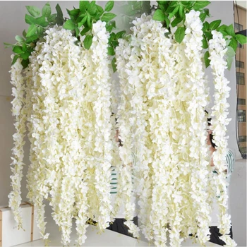 Yapay İpek Güller Asma Rattan Şerit Wisteria yapay çiçek Asma Düğün Ev Partisi Çocuk Odası Dekorasyon DIY Sahte Çiçekler