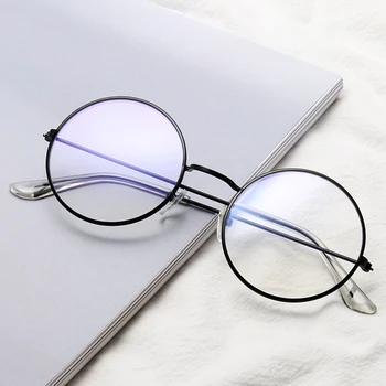 Moda Gözlük Çerçeve Vintage Yuvarlak kadın Metal Optik Gözlük Şeffaf Şeffaf Lens Gözlük Nerd Geek Daire Gözlük