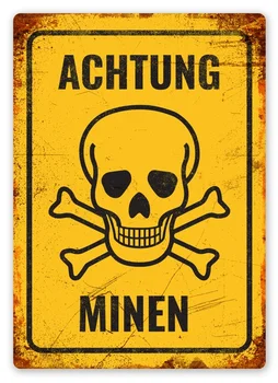 Achtung Minen Tabela sanat duvar dekorasyonu,vintage alüminyum retro metal tabela, demir boyama