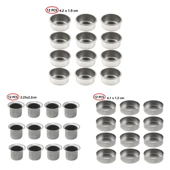 12 Adet Metal Mum Bardak Konteyner Tealight Mumluk Premium Teneke Hafif çay ışık bardak Tava Kalıpları DIY Mum Yapımı için