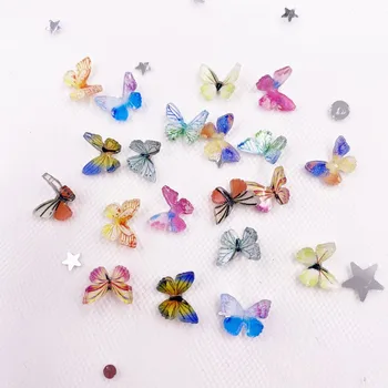 3D Renkli Glitter Mini Tekerlek Kelebek Nail Art AB Minyatür Desen Aplike DIY Manikür Taklidi Karalama Defteri Dekor Zanaat
